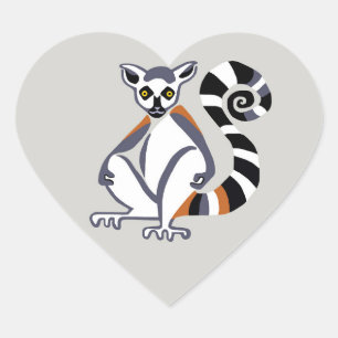Grafisch - RingstaartLEMURS - Madagaskar - Hart Sticker