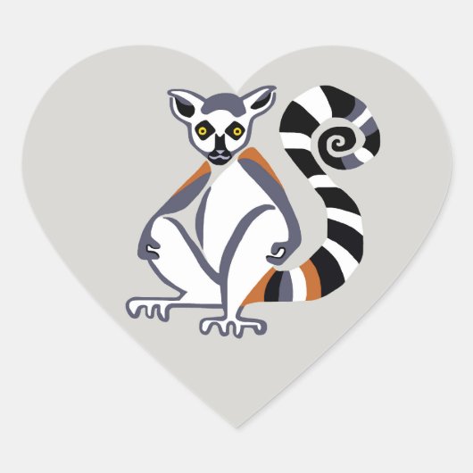 Grafisch - RingstaartLEMURS - Madagaskar - Hart Sticker (Voorkant)