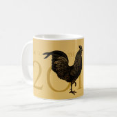 Grafisch Rooster Jaar Gepersonaliseerd Monogram M Koffiemok (Voorkant links)