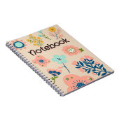 Grafisch roze Blauwe Floral Flowers Design Notitieboek (Rechterzijde)