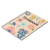Grafisch roze Blauwe Floral Flowers Design Notitieboek (Linkerzijde)