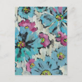 Grafisch roze en Blauwe Floral Briefkaart (Voorkant)