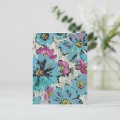 Grafisch roze en Blauwe Floral Briefkaart (Staand voorkant)