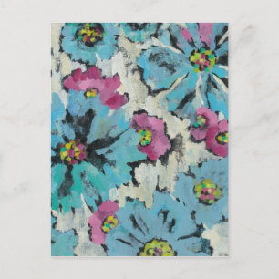 Grafisch roze en Blauwe Floral Briefkaart