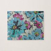 Grafisch roze en Blauwe Floral Legpuzzel (Horizontaal)
