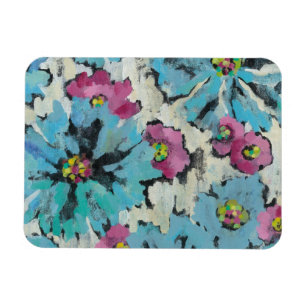 Grafisch roze en Blauwe Floral Magneet