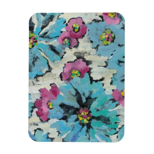 Grafisch roze en Blauwe Floral Magneet (Verticaal)