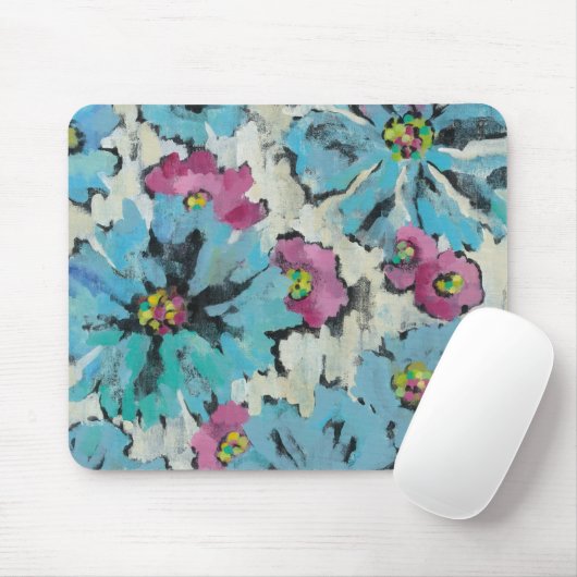 Grafisch roze en Blauwe Floral Muismat (Met muis)