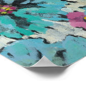 Grafisch roze en Blauwe Floral Poster (Hoek)