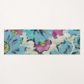 Grafisch roze en Blauwe Floral Yogamat (Voorkant (horizontaal))