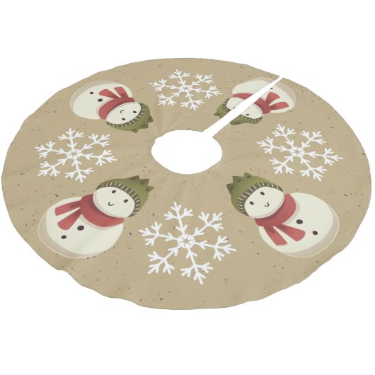 Grafisch Rustic Snowman Snowflake Gray Kerstboom Rok (Gekanteld)