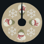 Grafisch Rustic Snowman Snowflake Gray Kerstboom Rok<br><div class="desc">Gelukkige sneeuwman met een groen pet en een rode sjaal versieren de boomrok met sneeuwvlokken op een bruine rok.</div>