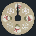 Grafisch Rustic Snowman Snowflake Gray Kerstboom Rok<br><div class="desc">Gelukkige sneeuwman met een groen pet en een rode sjaal versieren de boomrok met sneeuwvlokken op een bruine rok.</div>