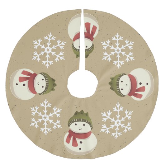 Grafisch Rustic Snowman Snowflake Gray Kerstboom Rok (Voorkant)
