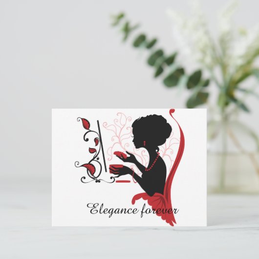 Grafisch silhouet van een elegante vrouw briefkaart (Staand voorkant)