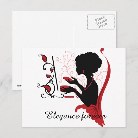 Grafisch silhouet van een elegante vrouw briefkaart (Voorkant / Achterkant)