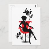 Grafisch silhouet van een vrouw briefkaart (Voorkant / Achterkant)