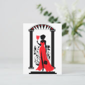Grafisch silhouet van een vrouw briefkaart (Staand voorkant)