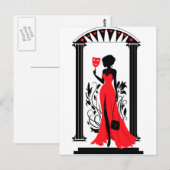 Grafisch silhouet van een vrouw briefkaart (Voorkant / Achterkant)