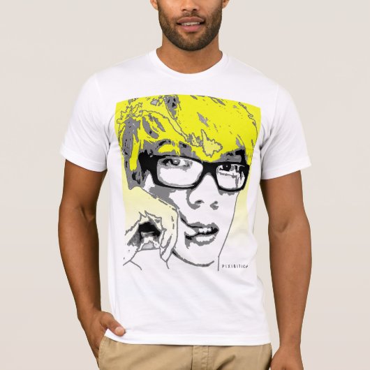Grafisch Silhouette Face Yellow T-Shirt (Voorkant)