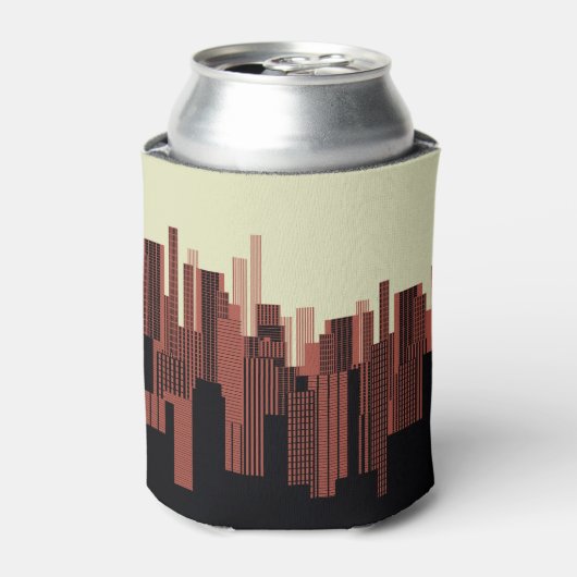 Grafisch stedelijk landschap, donker sinaasappel blikjeskoeler (Blikje Voorkant)