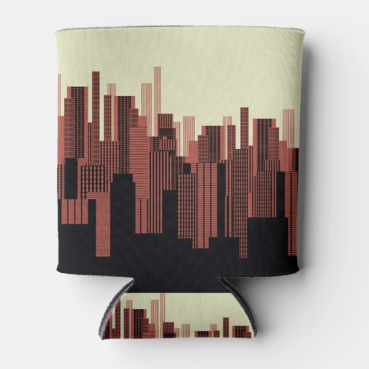 Grafisch stedelijk landschap, donker sinaasappel blikjeskoeler (Voorkant)