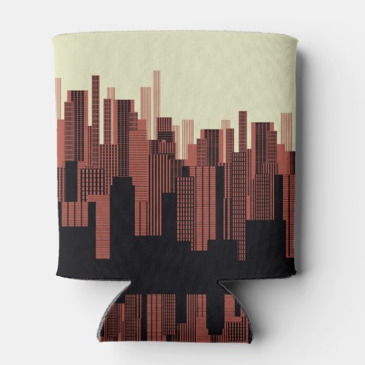 Grafisch stedelijk landschap, donker sinaasappel blikjeskoeler (Achterkant)