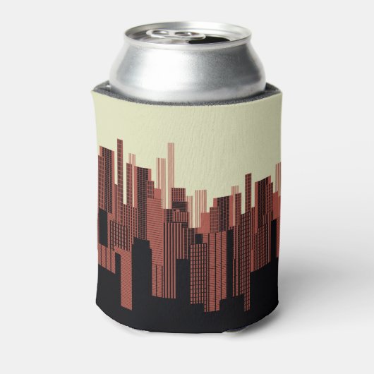 Grafisch stedelijk landschap, donker sinaasappel blikjeskoeler (Blikje Achterkant)