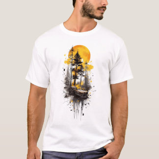 Grafisch T-shirt 'Gouden Bos Zonsondergang' | Natu