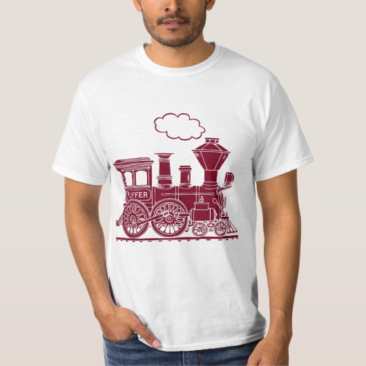 Grafisch t-shirt met bruine stoomlocomotief (Voorkant)