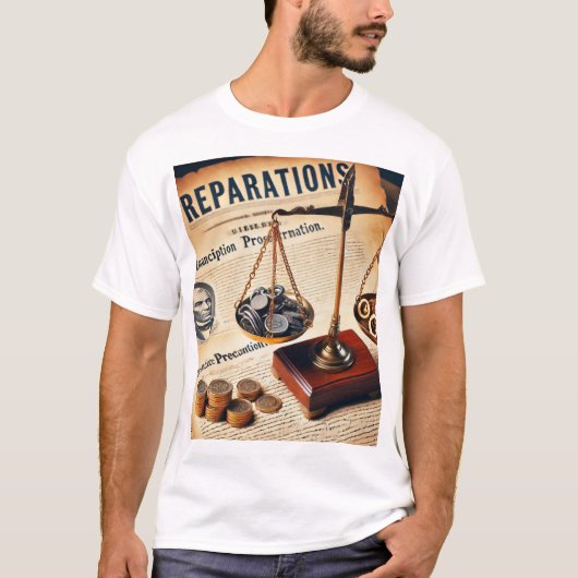 Grafisch t-shirt "Reparations" (Voorkant)