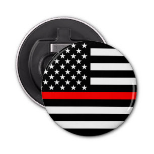 Grafisch Thin Red Line vertoon Amerikaanse vlag Button Flesopener