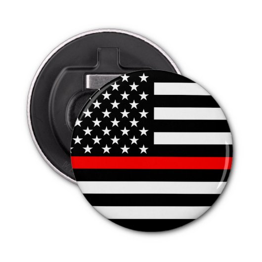Grafisch Thin Red Line vertoon Amerikaanse vlag Button Flesopener (Voorkant)