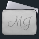 Grafisch uniek monogram grijs klassiek laptop sleeve<br><div class="desc">Trendy Modern past professioneel eenvoudig ontwerp aan.</div>