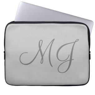 Grafisch uniek monogram grijs klassiek laptop sleeve