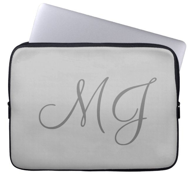 Grafisch uniek monogram grijs klassiek laptop sleeve (Voorkant)