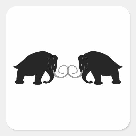 Grafisch van 2 Mammoths Vierkante Sticker (Voorkant)