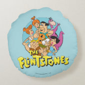 Grafisch van de familie Flintstenen en Rubbles Rond Kussen (Achterkant)