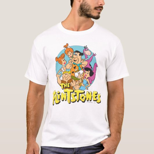 Grafisch van de familie Flintstenen en Rubbles T-shirt (Voorkant)