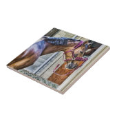 Grafisch van het paard bij de schuur bij de tegel tegeltje (Zijkant)