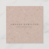 Grafisch verfijnd roos goudhexagon professioneel vierkante visitekaartje (Voorkant)