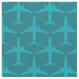 Grafisch vliegtuig in Aqua Blue Stof