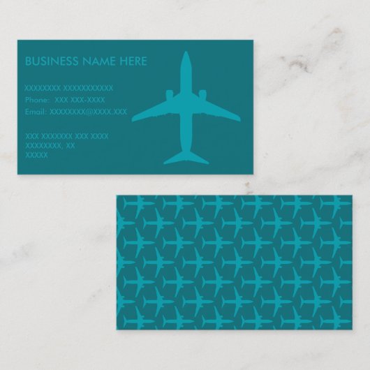 Grafisch vliegtuig in Aqua Blue Visitekaartje (Voorkant / Achterkant)