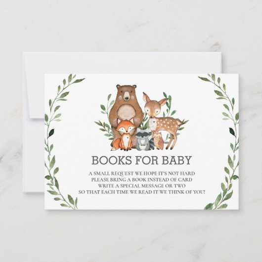 Grafisch Woodland Dieren Greenery Books voor Baby  Kaart (Voorkant)