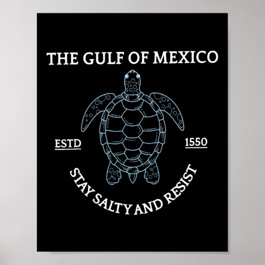 Grafisch Zee Schildpad Golf van Mexico Est 1550 Poster (Voorkant)