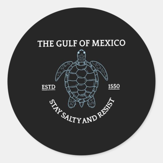Grafisch Zee Schildpad Golf van Mexico Est 1550 Ronde Sticker (Voorkant)