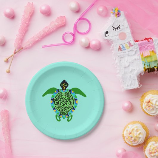 Grafisch Zee SCHILDPAD - Wilde dieren Natuur - Fee Papieren Bordje (Feest)