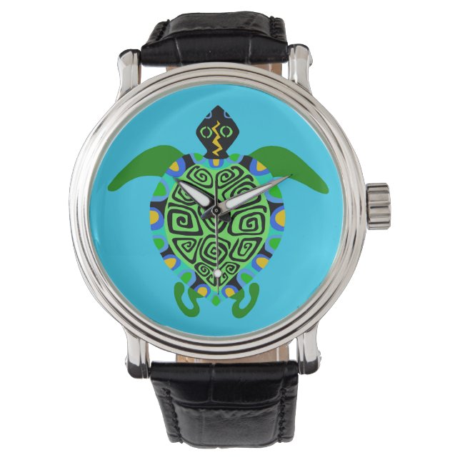 Grafisch - Zee SCHILDPAD - Wildlife - Aqua - Horloge (Voorkant)