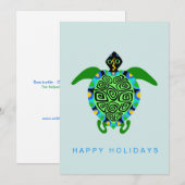 Grafisch Zee SCHILDPAD - Zeeleven - Zee spray - Feestdagenkaart (Voorkant / Achterkant)