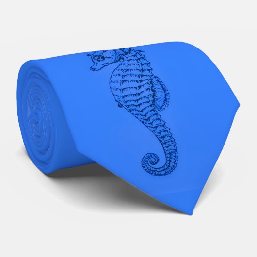 Grafisch zeepaardje in blauw stropdas (Opgerold)